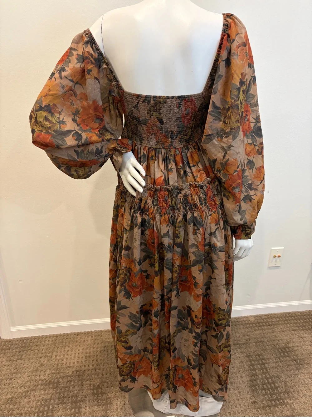 PROMESA Wandering Rose Smocked Floral Chiffon Midi Dress Flowy Fairy Core Dress_3